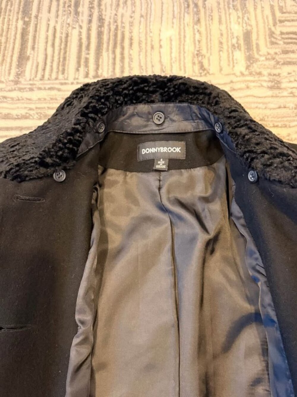 Donnybrook women's size 4 Black Wool Maxi Coat Faux Fur Cuffs Vintage - Picture 5 of 10